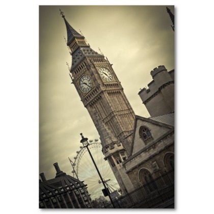 Αφίσα (Λονδίνο, big ben, sepia, αξιοθέατο, Buckingham Palace)